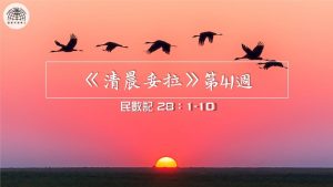 《清晨妥拉》第41週 (七) | 民數記 28:1-10